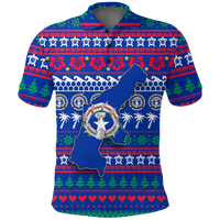Northern Mariana Islands Christmas Polo Shirt Ugly Christmas LT12 Unisex Blue - Polynesian Pride