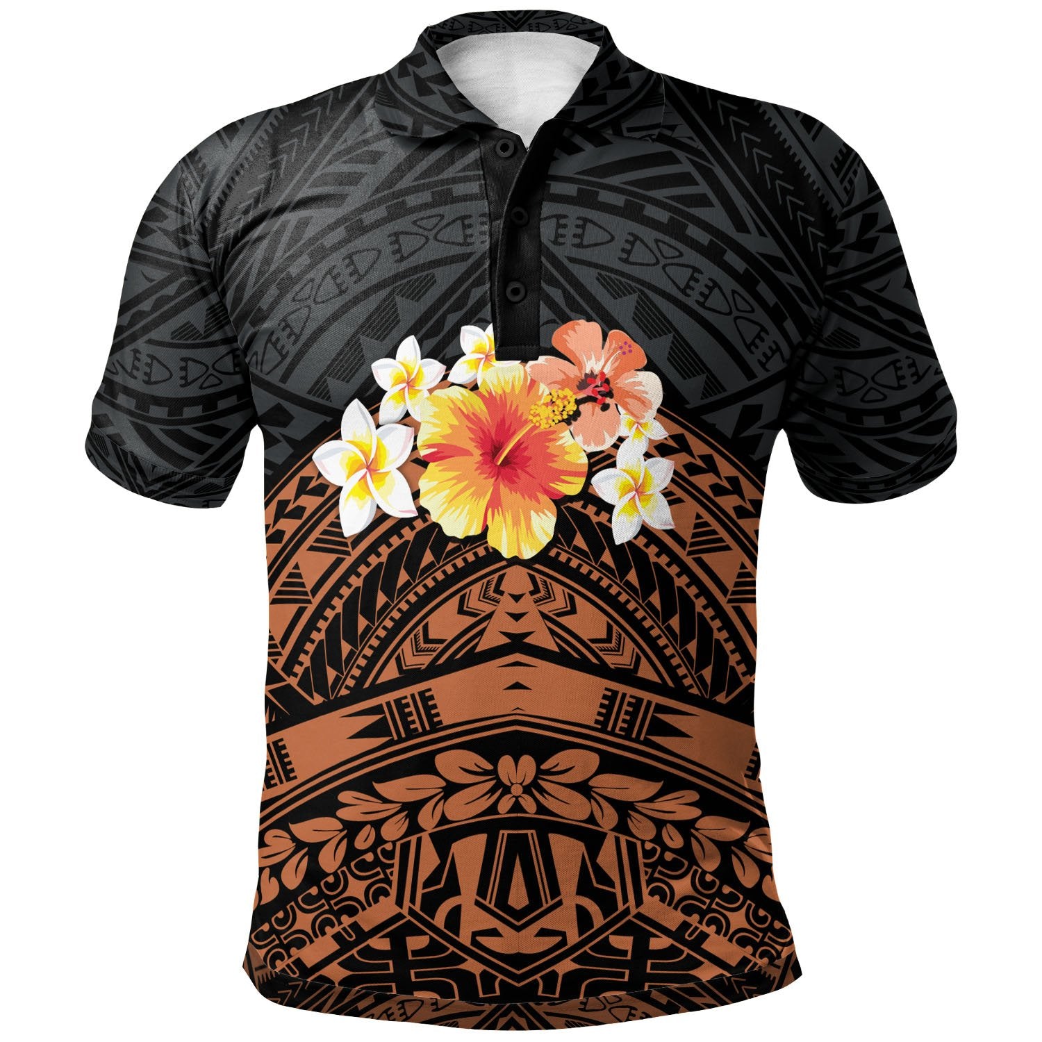 Polynesian Custom Polo Shirt Tribal Pattern Hibiscus Unisex Black - Polynesian Pride