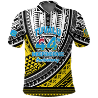 Tuvalu Polo Shirt 44th Independence Anniversary Tribal Pattern White LT12 Art - Polynesian Pride