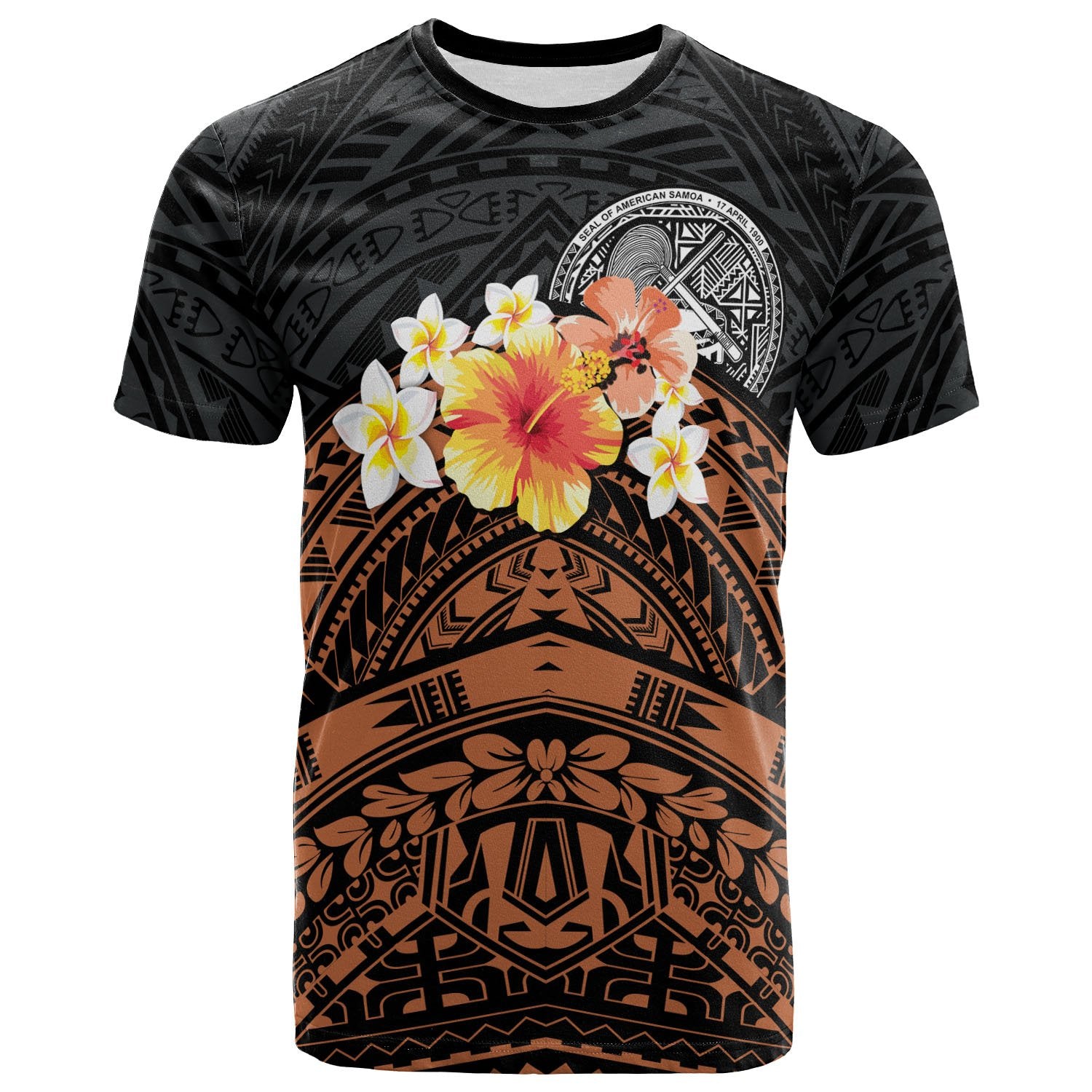 American Samoa Custom T Shirt Tribal Pattern Hibiscus Unisex Black - Polynesian Pride