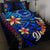 Cook Islands Custom Personalised Quilt Bed Set - Vintage Tribal Moutain Blue - Polynesian Pride