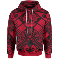 Tahiti Hoodie Red Seal with Polynesian Tattoo Unisex Red - Polynesian Pride