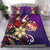 Tonga Polynesian Bedding Set - Tribal Flower With Special Turtles Purple Color Purple - Polynesian Pride