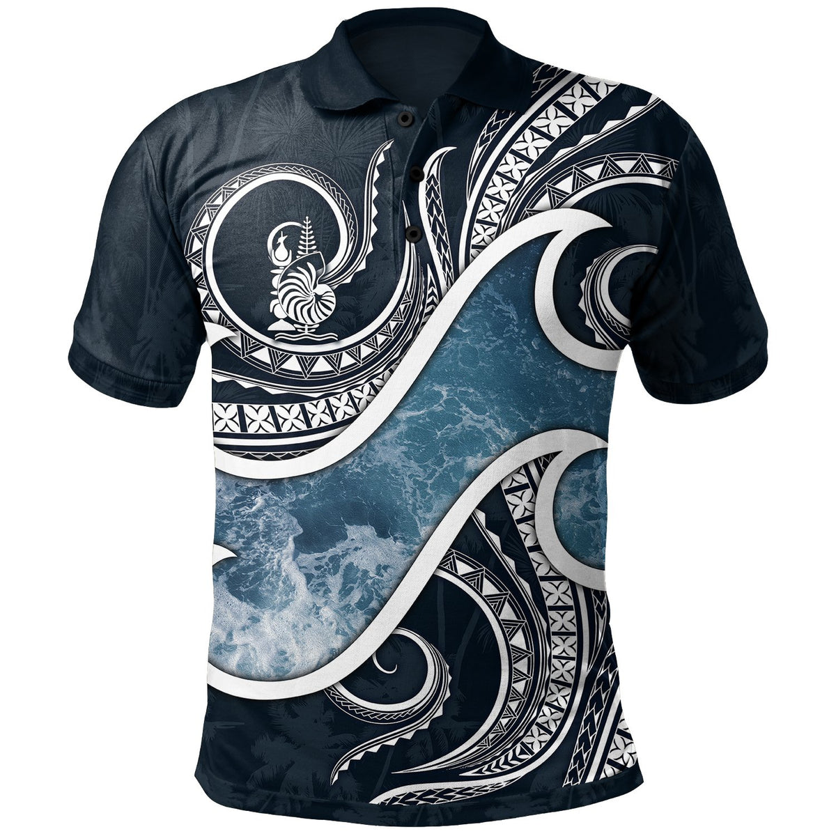 New Caledonia Polynesian Polo Ocean Style Unisex Blue - Polynesian Pride