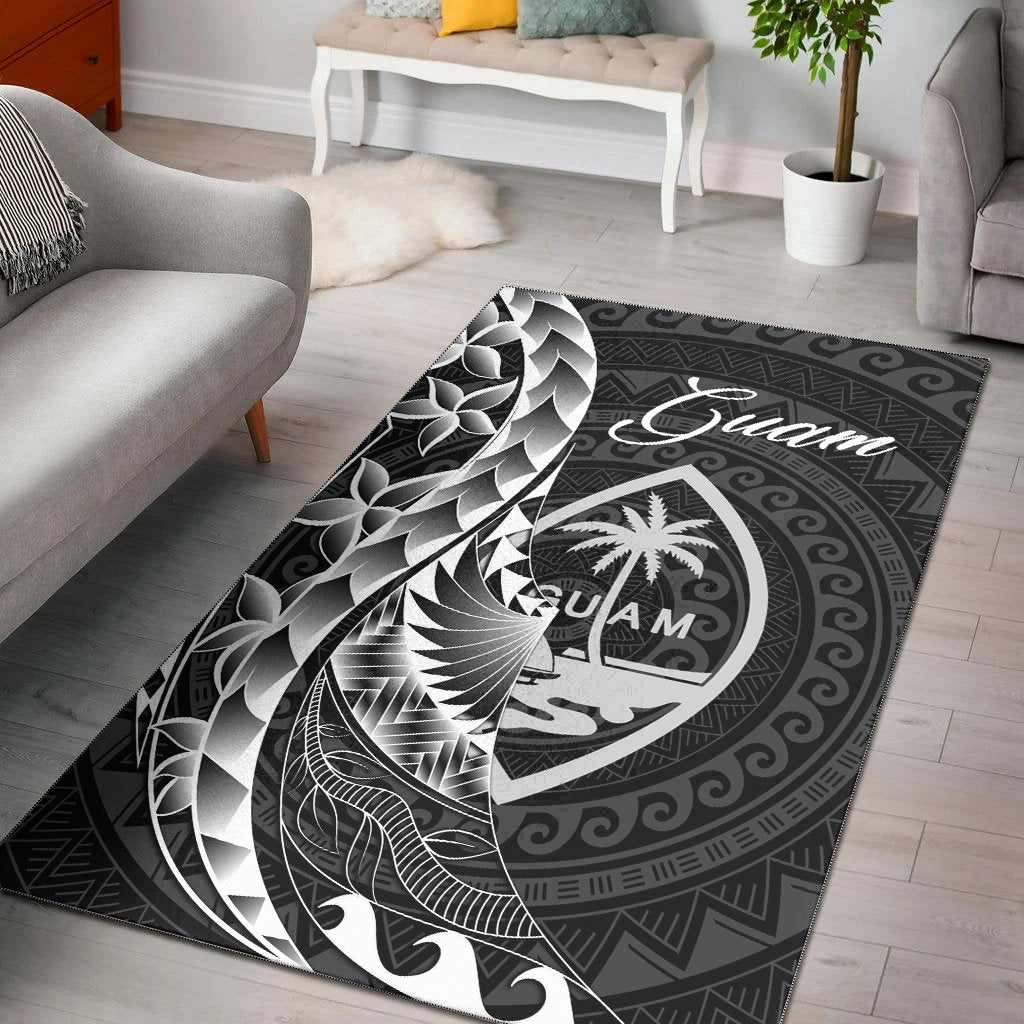 Guam Area Rug - Polynesian Pattern Style Black - Polynesian Pride