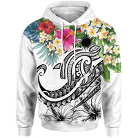 Marshall Islands Polynesian Hoodie Summer Plumeria (White) Unisex White - Polynesian Pride