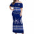 Queen Salote College Off Shoulder Long Dress Tonga Pattern LT13 Long Dress Blue - Polynesian Pride