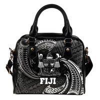 Fiji Polynesian Shoulder Handbag - White Tribal Wave One Size Black - Polynesian Pride