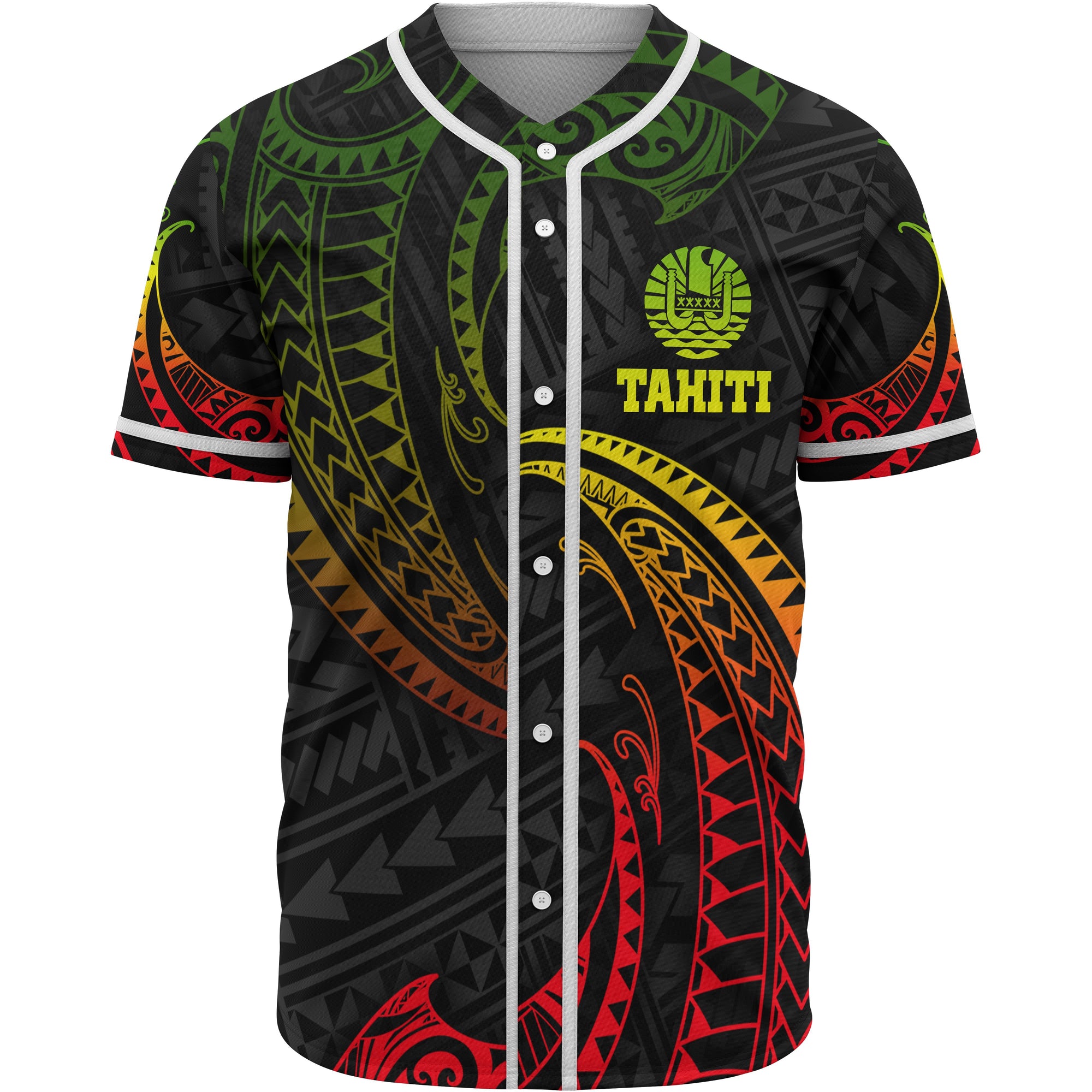 Tahiti Polynesian Baseball Shirt - Reggae Tribal Wave Unisex Reggae - Polynesian Pride