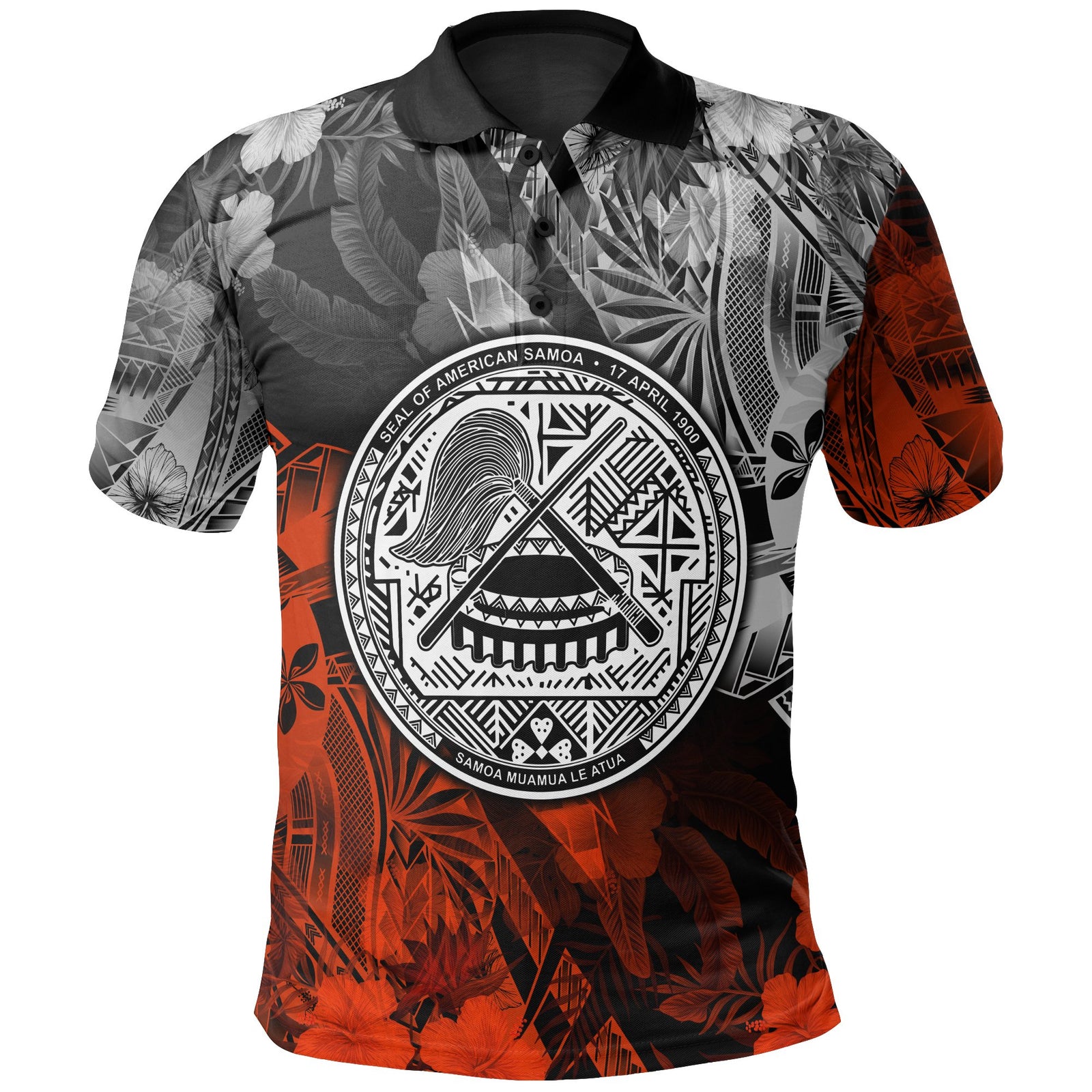 American Samoa Polo Shirt Vintage Polynesian Style Unisex Black - Polynesian Pride