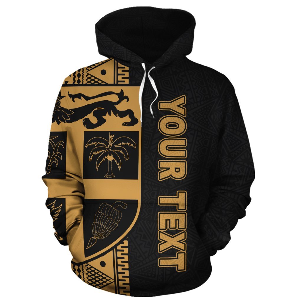 Fiji Polynesian Tapa Custom Hoodie Yellow Line - Polynesian Pride