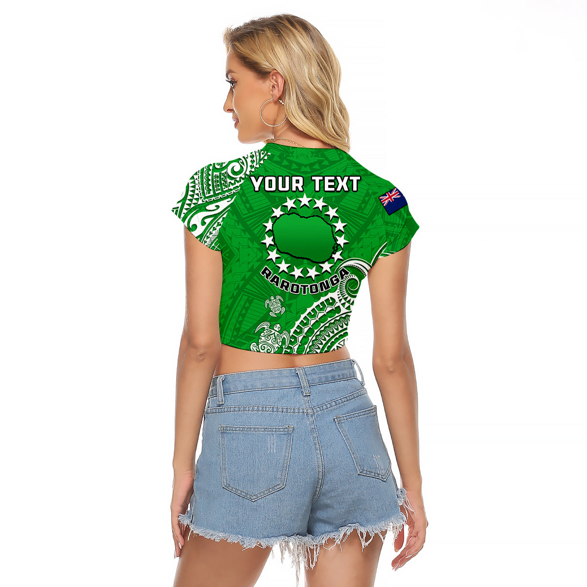 (Custom Personalised) Rarotonga Cook Islands Polynesian Turtle Art Crop T Shirt LT14 - Polynesian Pride