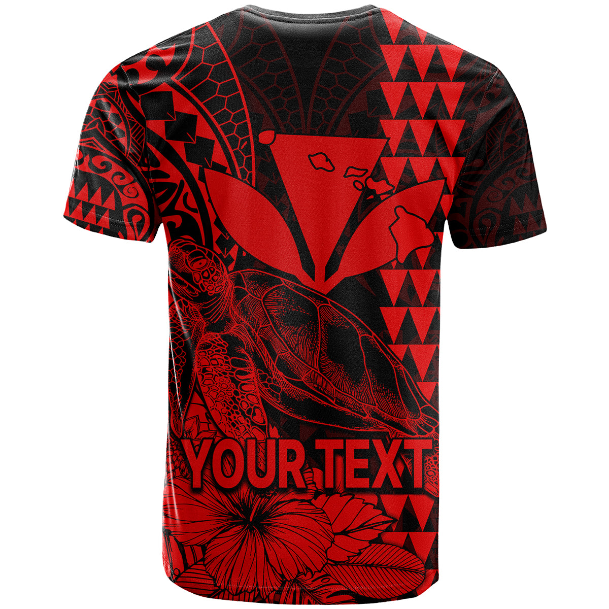 Custom Kakau Polynesian Tribal Hawaiian Turtle with Kanaka Maoli Red T Shirt LT9 - Polynesian Pride