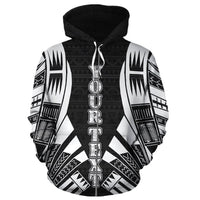 Vanuatu Polynesian Custom Zip up Hoodie Black Tattoo - Polynesian Pride