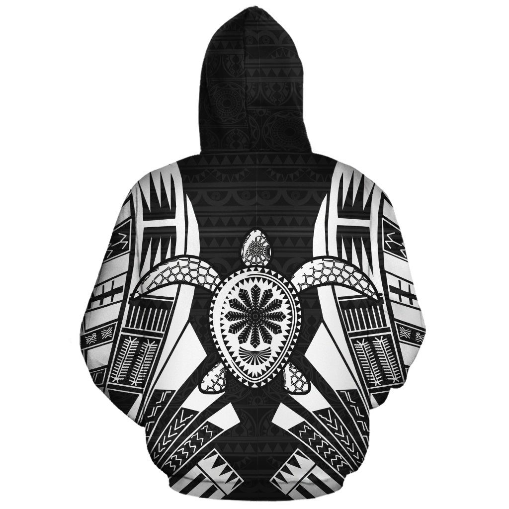 Turtle Polynesian Custom Zip up Hoodie Black Tattoo - Polynesian Pride
