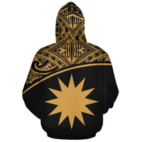 Nauru Polynesian Custom Zip up Hoodie Gold Curve - Polynesian Pride