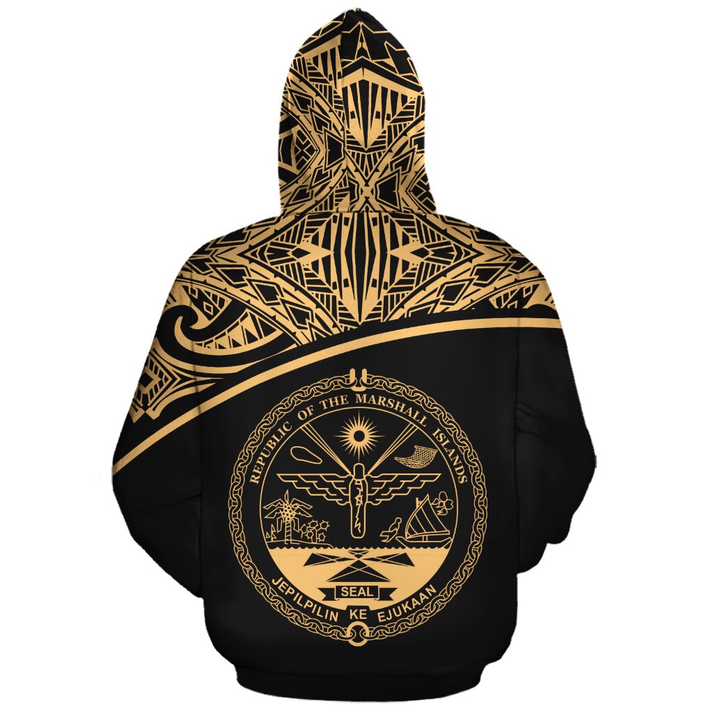 Marshall Islands Polynesian Custom Hoodie Yellow Curve - Polynesian Pride