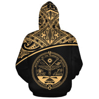 Marshall Islands Polynesian Custom Hoodie Yellow Curve - Polynesian Pride
