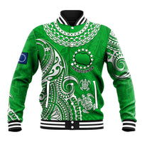 (Custom Personalised) Rarotonga Cook Islands Polynesian Turtle Art Baseball Jacket LT14 Unisex Green - Polynesian Pride