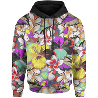 Polynesian Hoodie Hibiscusnd Plumeria Patterns Unisex Black - Polynesian Pride