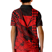 Kakau Polynesian Tribal Hawaiian Turtle with Kanaka Maoli Red Kid Polo Shirt LT9 - Polynesian Pride