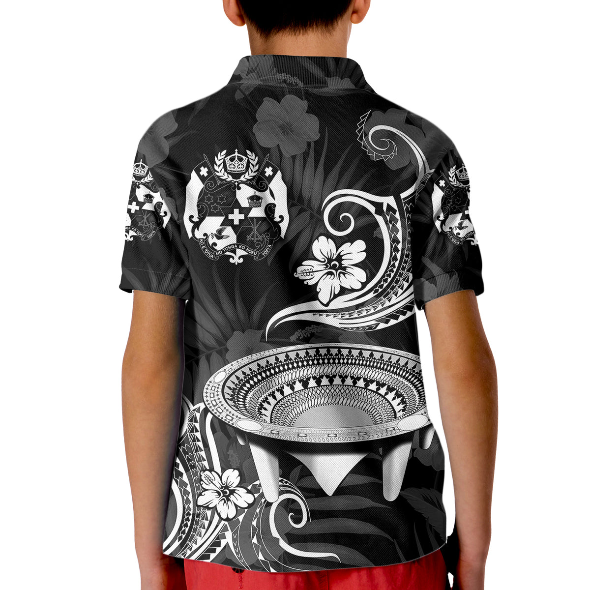 (Custom Personalised) Tonga Kumete Kava Bowl Sila Vibes - Black Kid Polo Shirt LT8 - Polynesian Pride