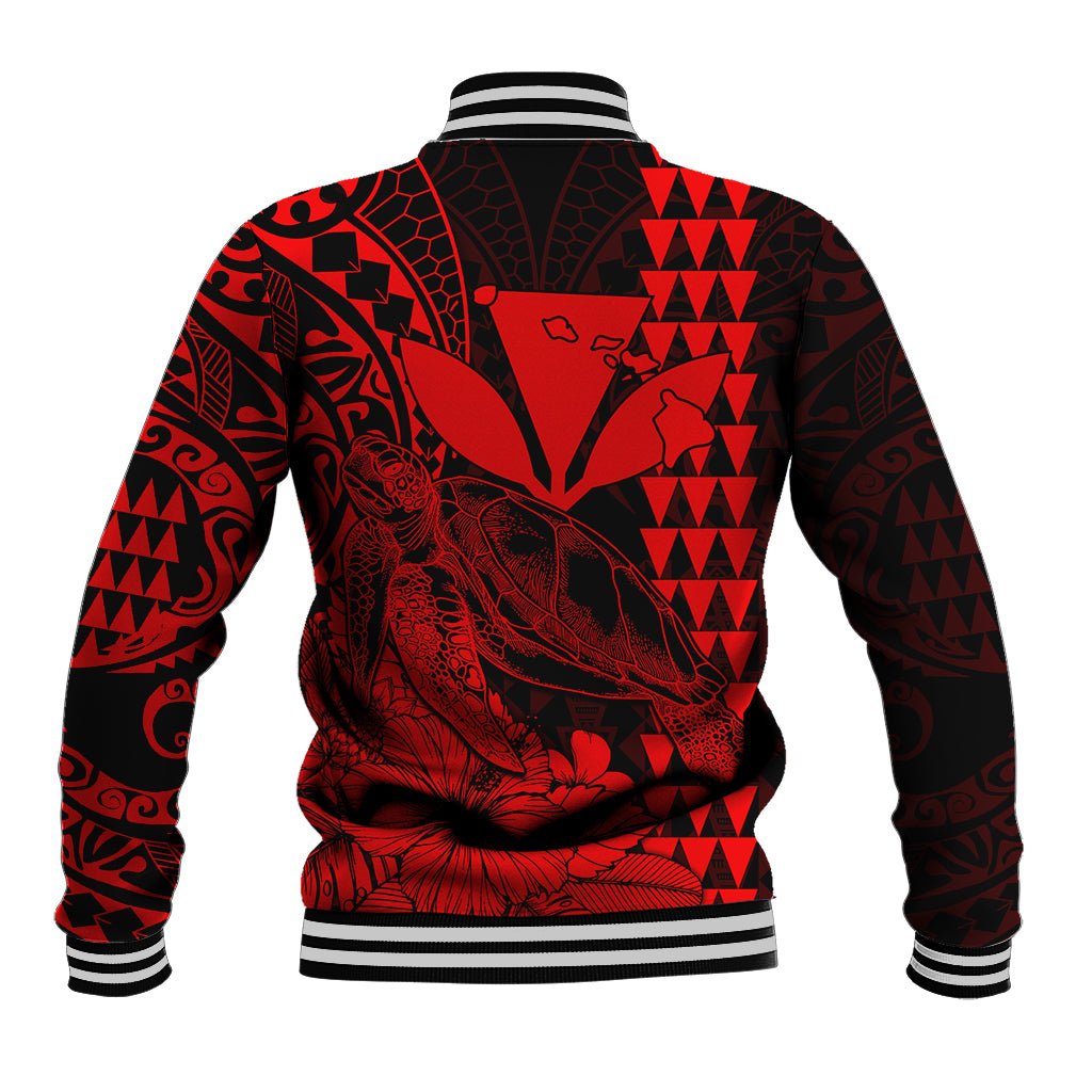 Kakau Polynesian Tribal Hawaiian Turtle with Kanaka Maoli Red Baseball Jacket LT9 - Polynesian Pride
