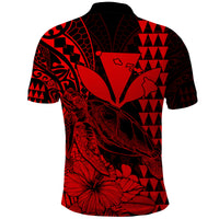 Kakau Polynesian Tribal Hawaiian Turtle with Kanaka Maoli Red Polo Shirt LT9 - Polynesian Pride