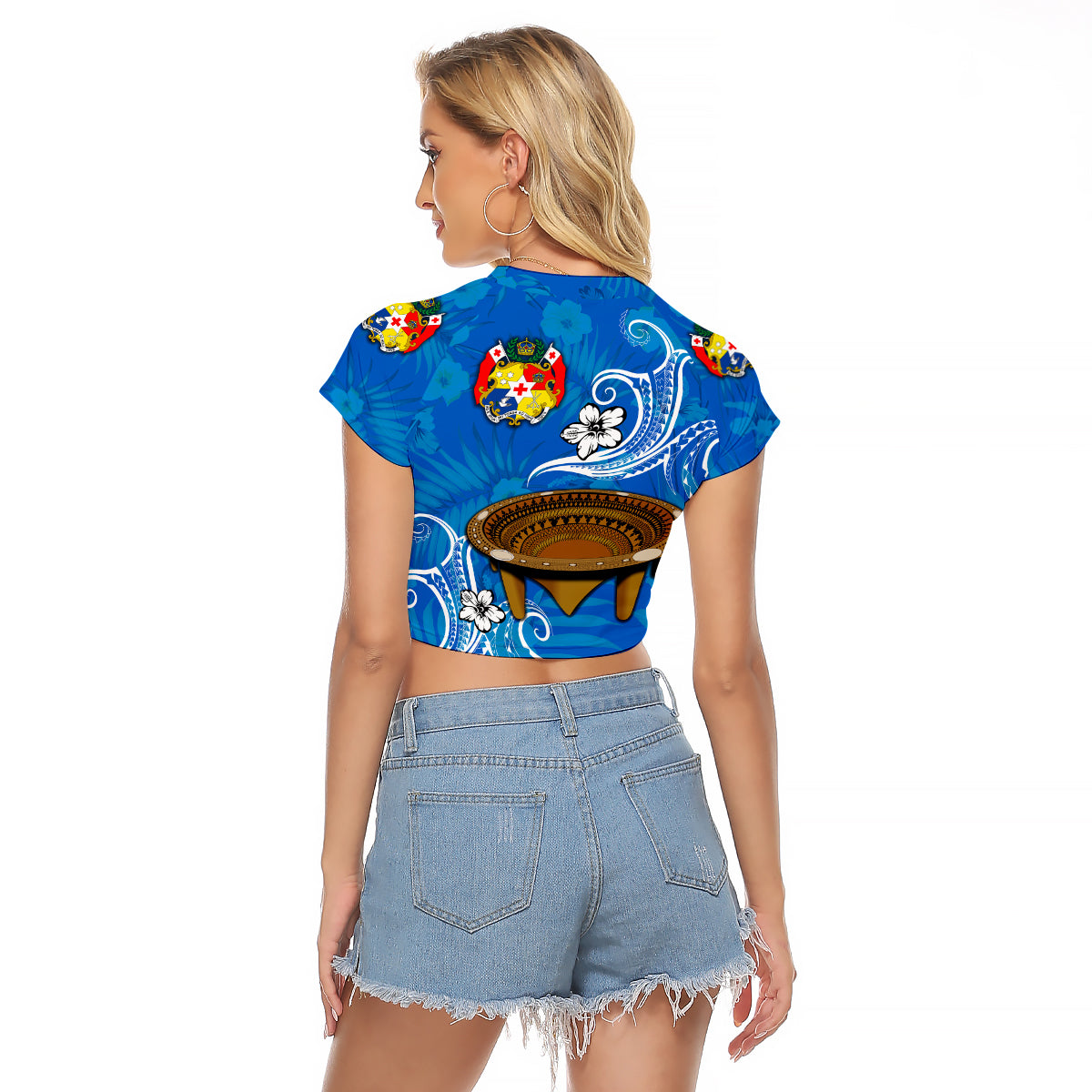 (Custom Personalised) Tonga Kumete Kava Bowl Sila Vibes - Blue Raglan Cropped T Shirt LT8 - Polynesian Pride