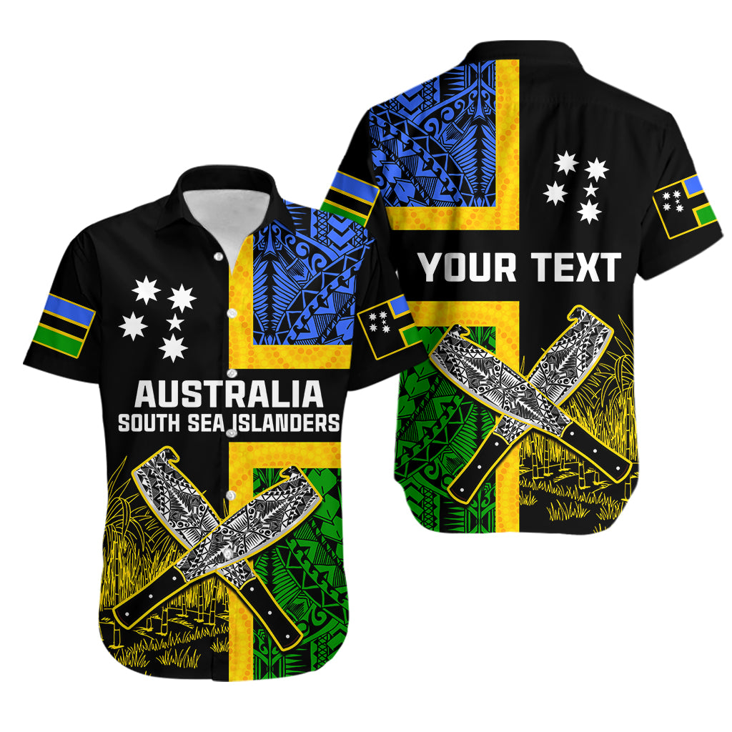 (Custom Personalised) Australian South Sea Islanders Flag Style Hawaiian Shirt LT14 Black - Polynesian Pride