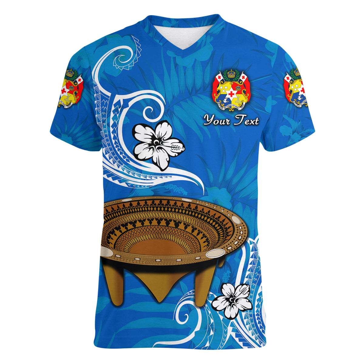 (Custom Personalised) Tonga Kumete Kava Bowl Sila Vibes - Blue Women V Neck T Shirt LT8 - Polynesian Pride