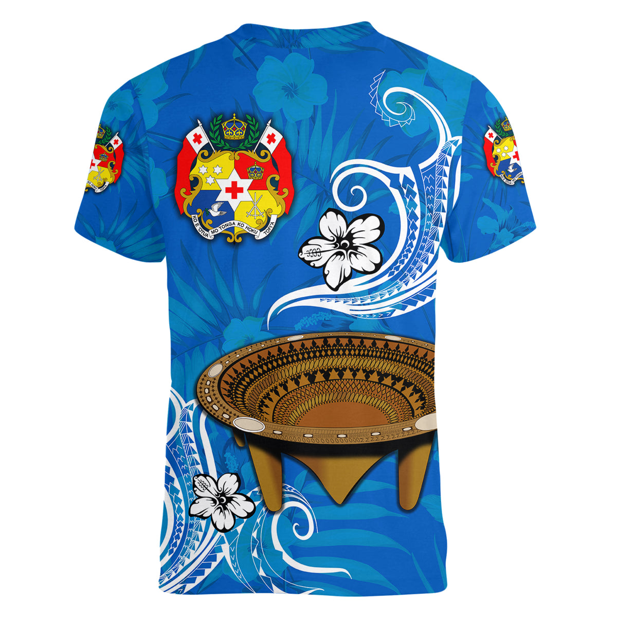 (Custom Personalised) Tonga Kumete Kava Bowl Sila Vibes - Blue Women V Neck T Shirt LT8 - Polynesian Pride