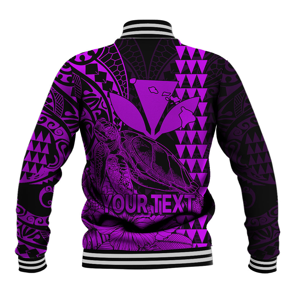 (Custom Personalised) Kakau Polynesian Tribal Hawaiian Turtle with Kanaka Maoli Purple Baseball Jacket LT9 - Polynesian Pride