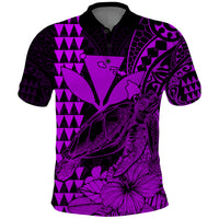 Custom Kakau Polynesian Tribal Hawaiian Turtle with Kanaka Maoli Purple Polo Shirt LT9 Purple - Polynesian Pride