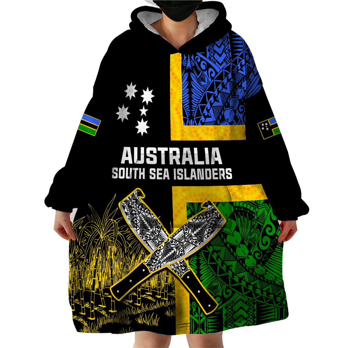 (Custom Personalised) Australian South Sea Islanders Flag Style Wearable Blanket Hoodie LT14 - Polynesian Pride