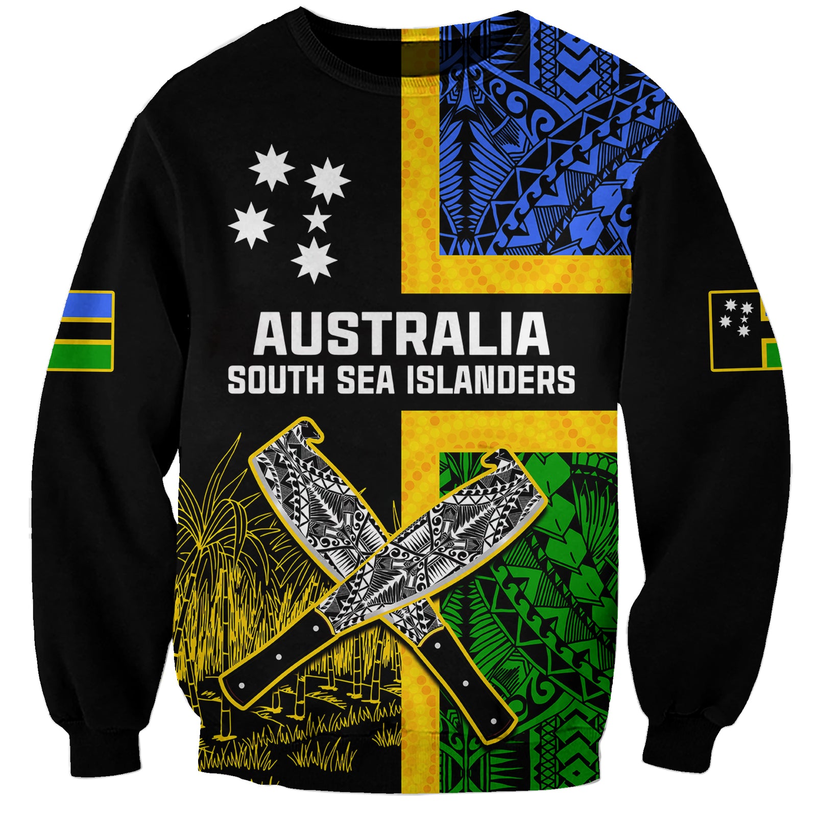 Australian South Sea Islanders Flag Style Sweatshirt LT14 Unisex Black - Polynesian Pride