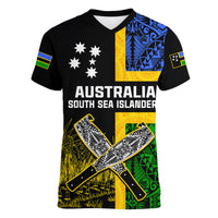 Australian South Sea Islanders Flag Style Women V Neck T Shirt LT14 - Polynesian Pride
