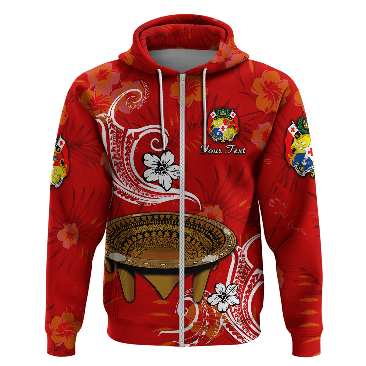 Custom Tonga Kumete Kava Bowl Sila Vibes Red Hoodie LT8 - Polynesian Pride