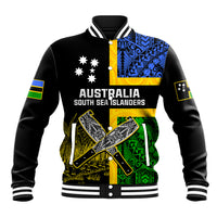 Australian South Sea Islanders Flag Style Baseball Jacket LT14 Unisex Black - Polynesian Pride