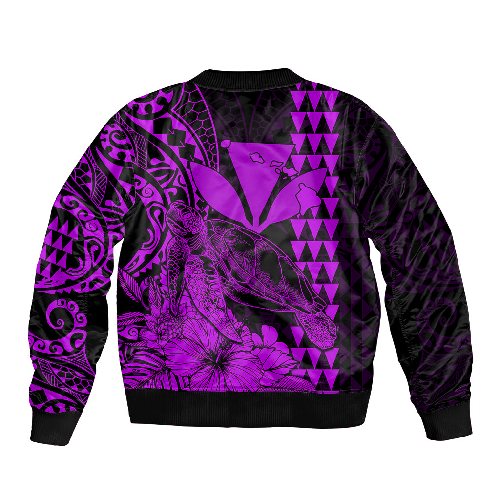 Kakau Polynesian Tribal Hawaiian Turtle with Kanaka Maoli Purple Bomber Jacket LT9 - Polynesian Pride