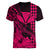 Kakau Polynesian Tribal Hawaiian Turtle with Kanaka Maoli Pink Women V Neck T Shirt LT9 - Polynesian Pride