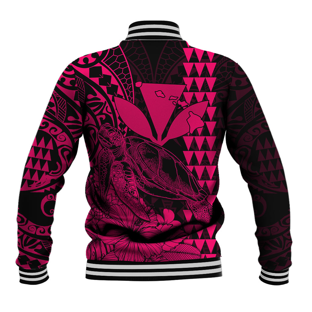 Kakau Polynesian Tribal Hawaiian Turtle with Kanaka Maoli Pink Baseball Jacket LT9 - Polynesian Pride