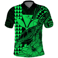 Kakau Polynesian Tribal Hawaiian Turtle with Kanaka Maoli Green Polo Shirt LT9 Green - Polynesian Pride