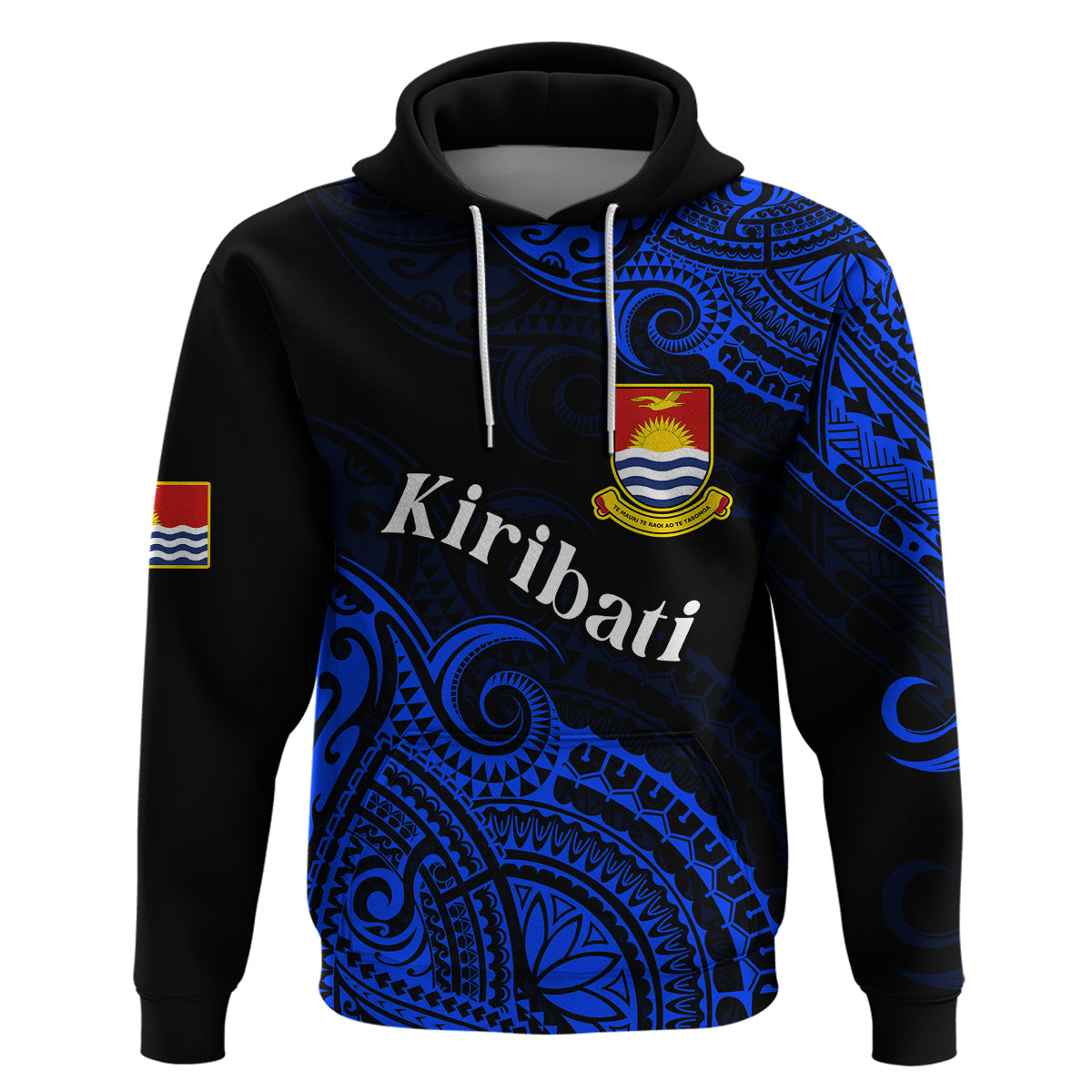 Custom Ribaberiki Kiribati Coat of Arms Mix Blue Polynesian Hoodie LT14 - Polynesian Pride