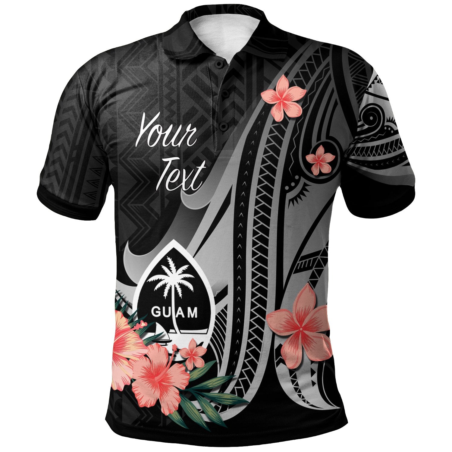 Guam Custom Polo Shirt Polynesian Hibiscus Pattern Style Unisex Black - Polynesian Pride