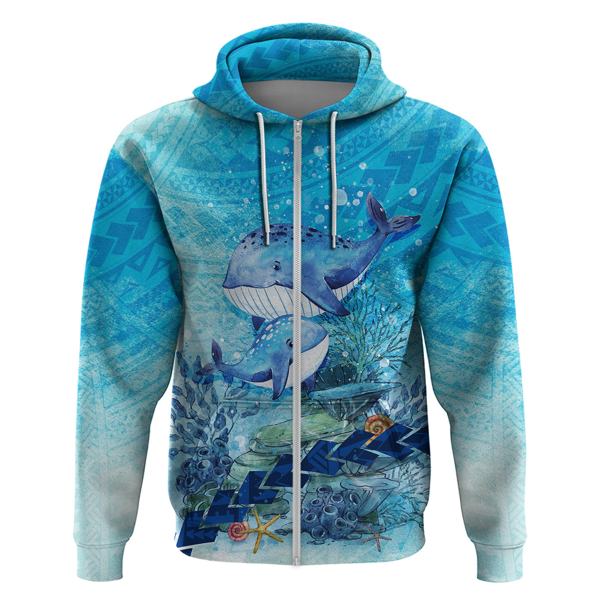 Mother and Baby Whale Mix Polynesian Style Hoodie TS07 - Polynesian Pride