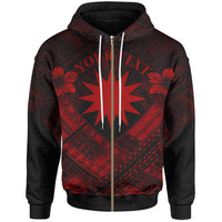 Nauru Polynesian Custom Zip up Hoodie Nauru Red Seal Camisole Hibiscus Style Unisex Red - Polynesian Pride