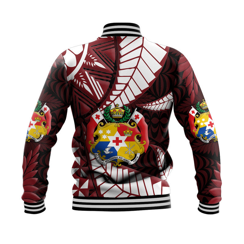 (Custom Personalised) Tonga Emancipation Day Baseball Jacket Kupesi Pattern No.2 Black LT9 - Polynesian Pride