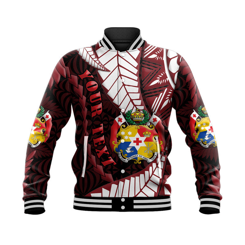 (Custom Personalised) Tonga Emancipation Day Baseball Jacket Kupesi Pattern No.2 Black LT9 Unisex - Polynesian Pride