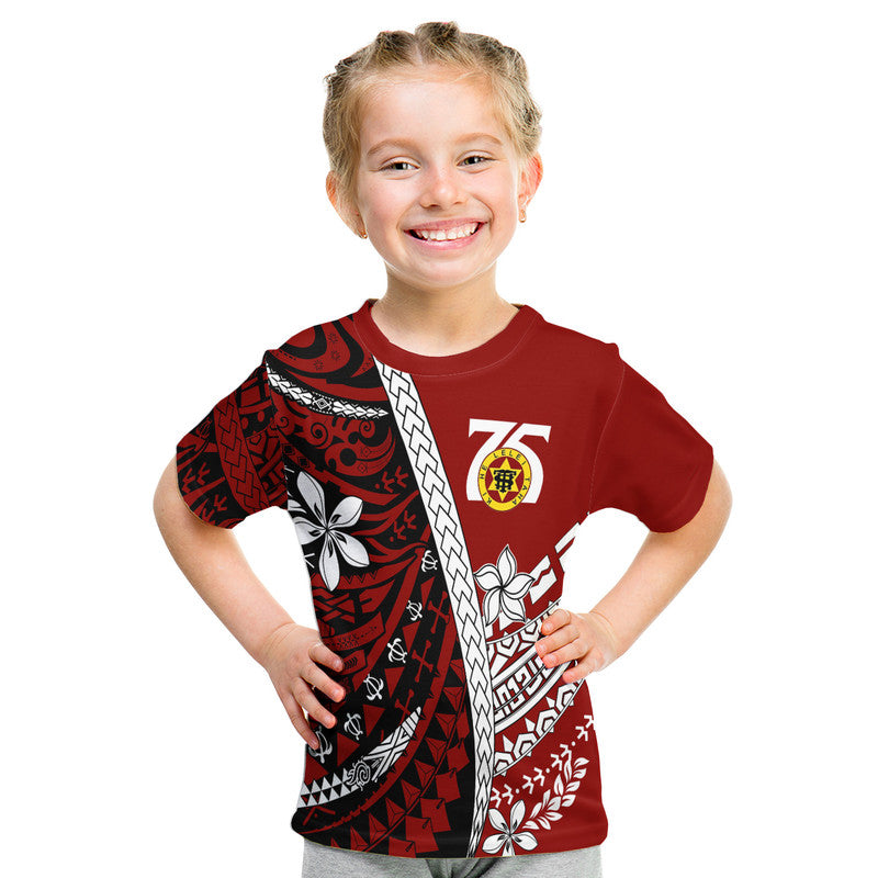 Tonga High School 75th Anniversary T Shirt Red Polynesian Minimalist Style LT9 Kid Red - Polynesian Pride